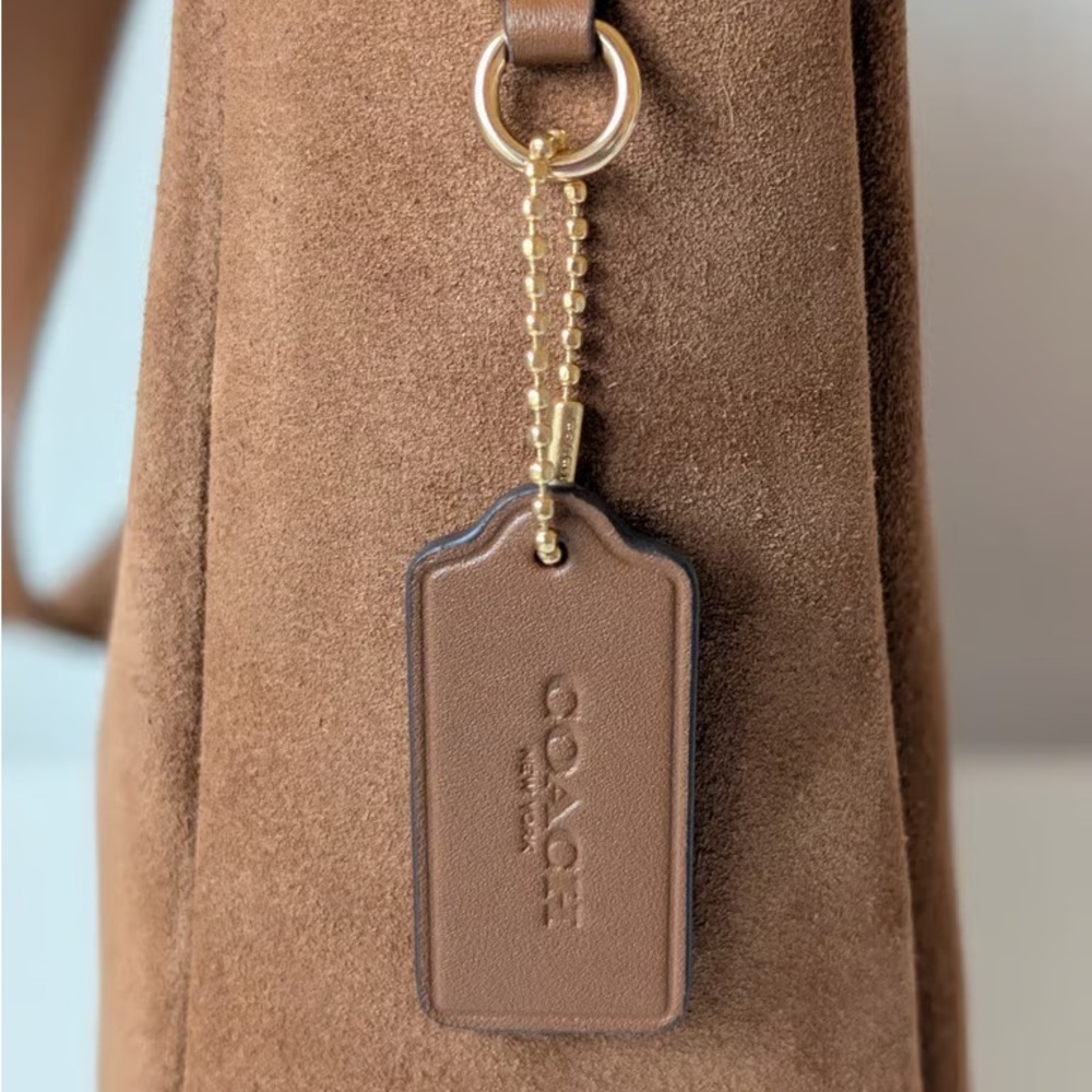Elegant Brown Suede Shoulder Bag - Picture 2 of 5